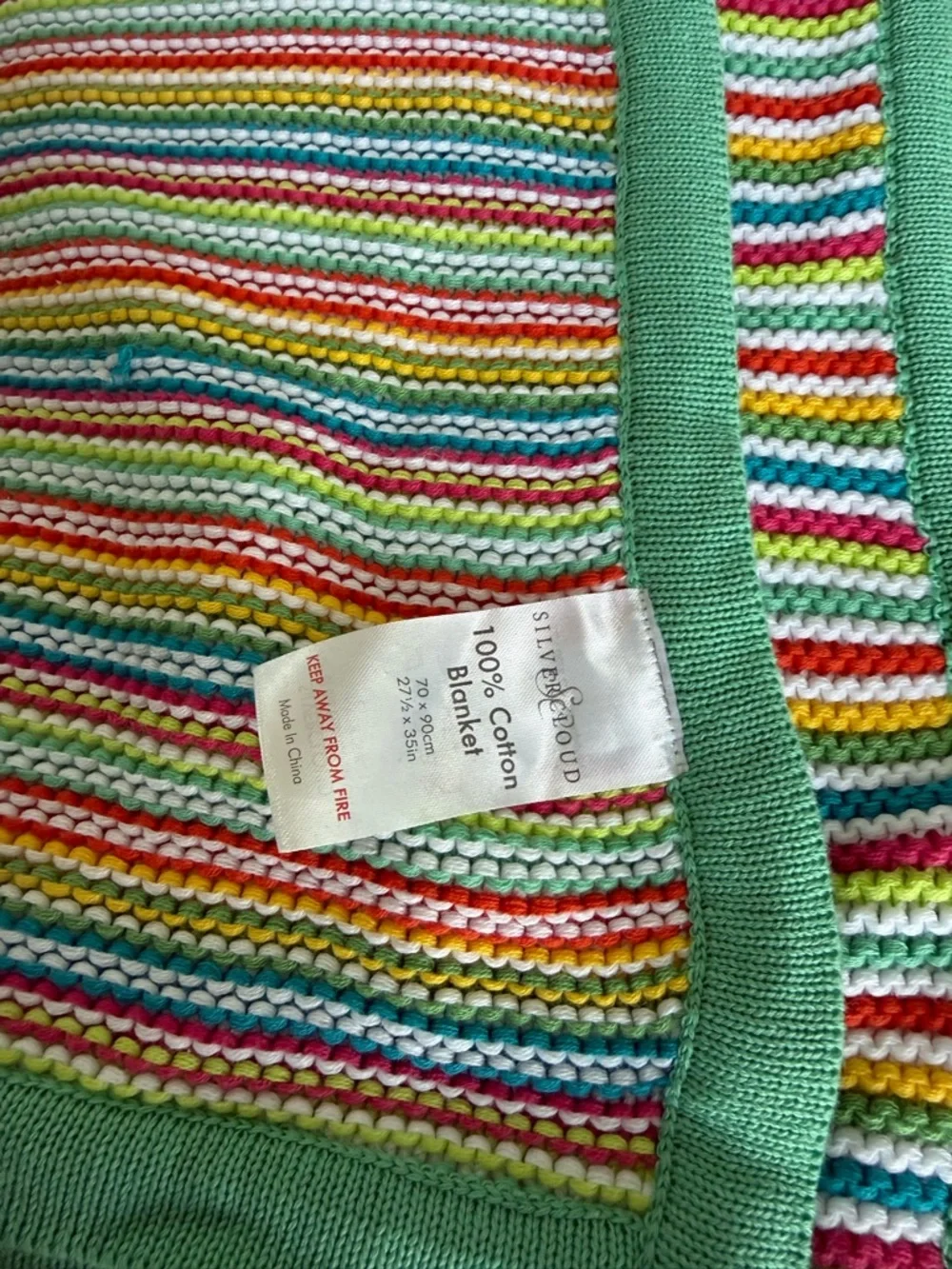 Kids Striped Knit Blanket - Green Trim